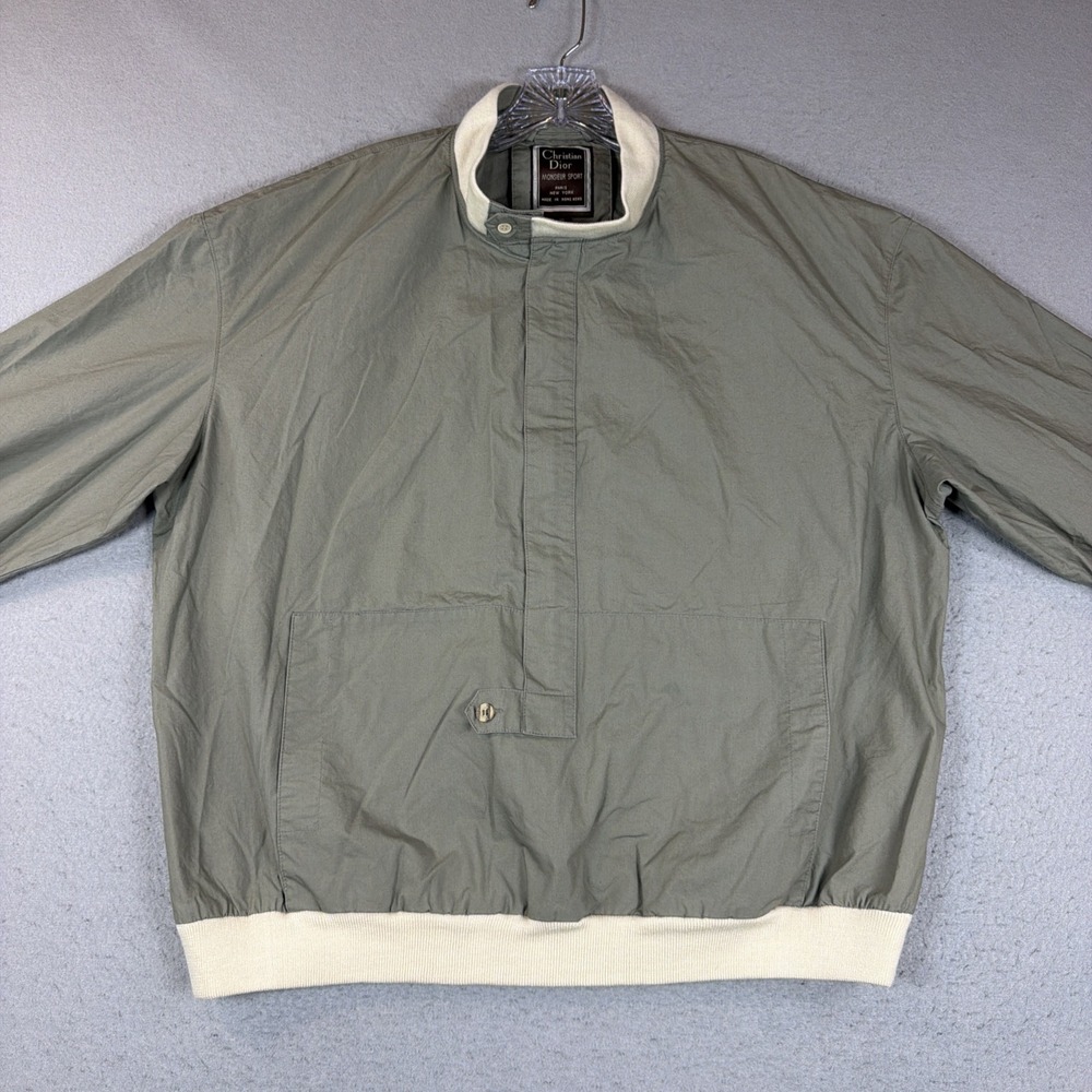 VTG Christian Dior Monsieur Sport Green Cotton Pullover Anorak Jacket 80s Men XL